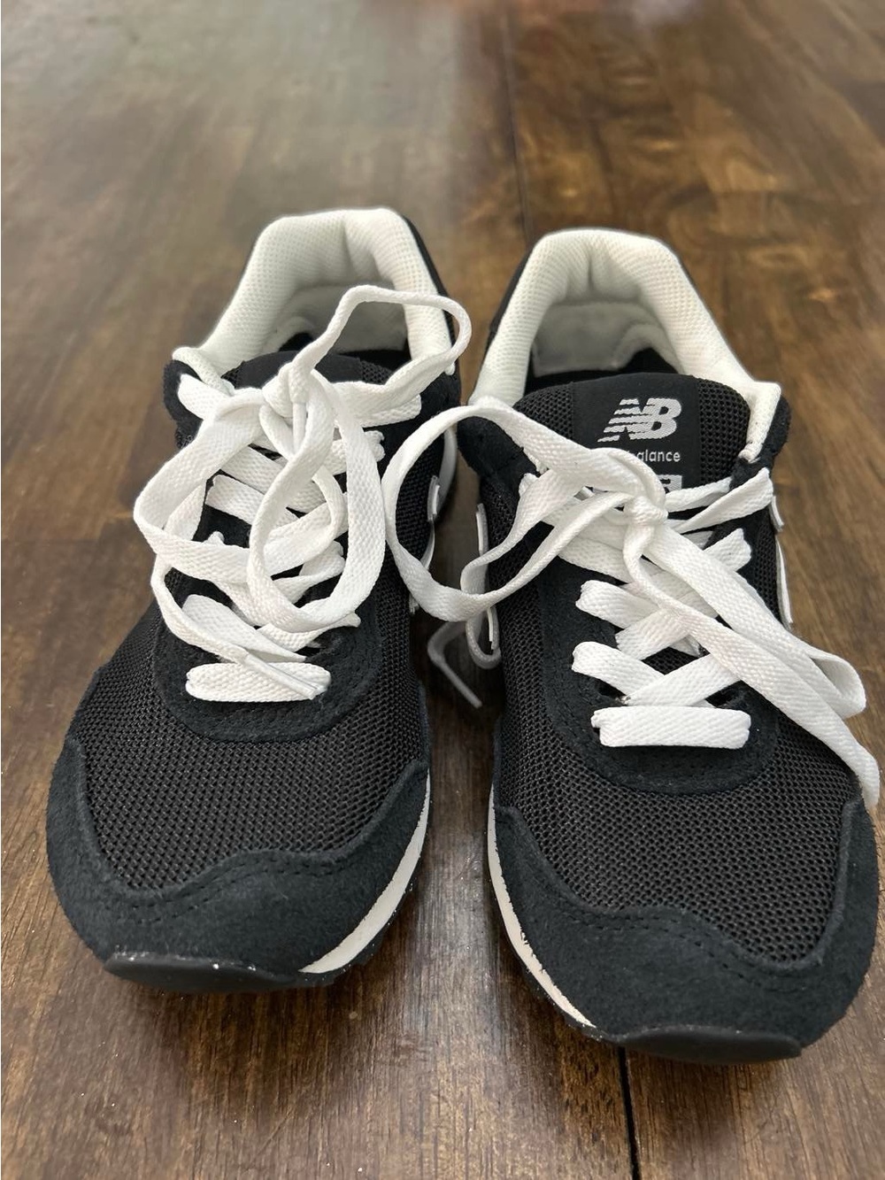 New Balance Black and White Kids Lace-Up Athletic Sneakers